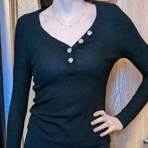 Lucky Brand Black Long Sleeve Top